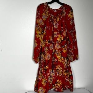 Studio A Long Sleeve Bold Bright Tiered Chiffon Dress XXL/20